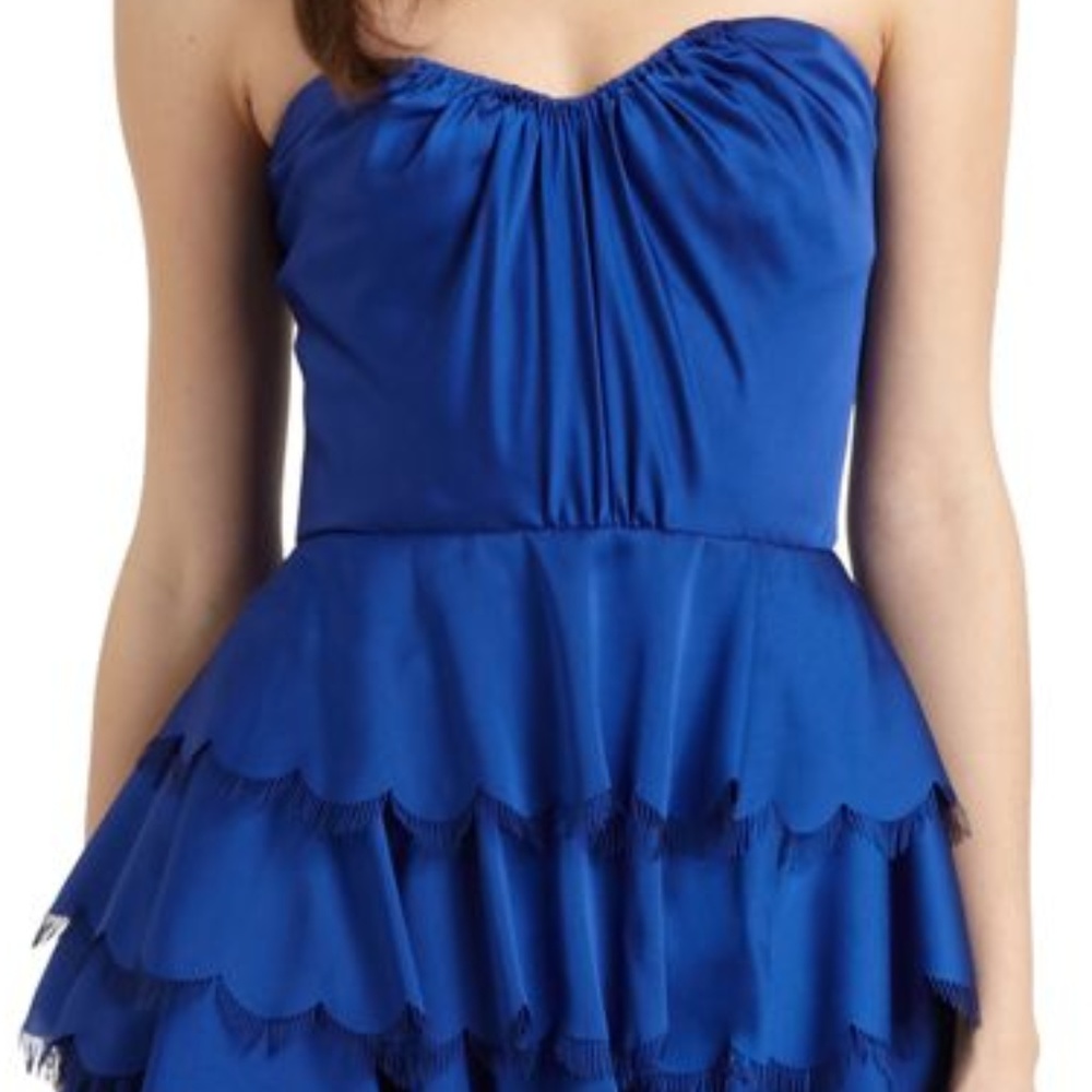 Rebecca Taylor Satin scallop royal blue strapless